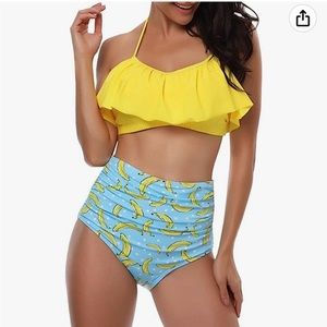 Yellow ruffle banana bikini